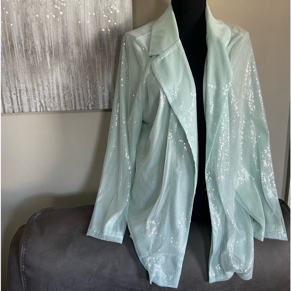 Sequin sea foam blazer